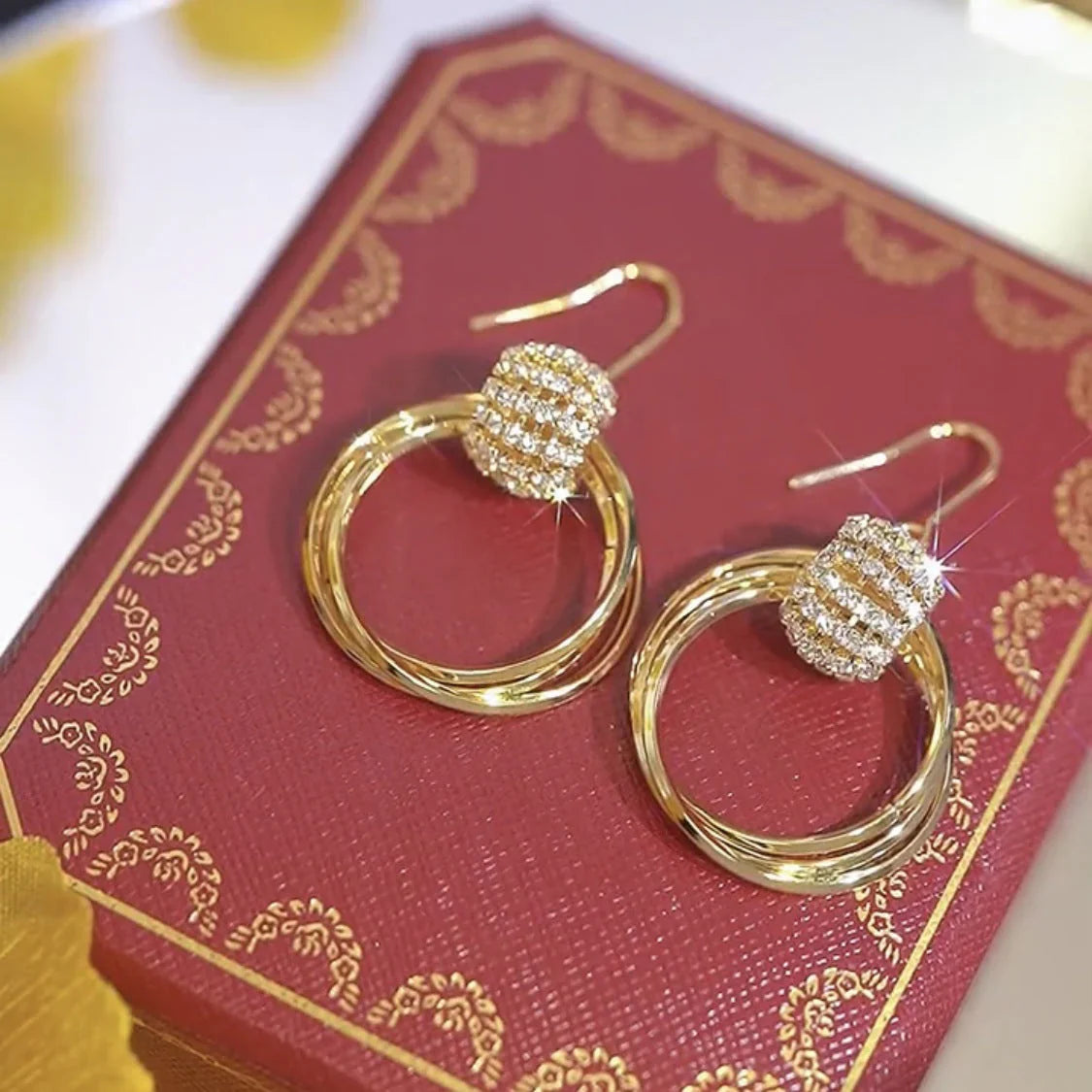 Multilayer diamond earrings(24k gold plated)