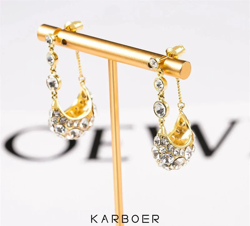 Diamond zircon Cardle earrings(24k gold plated)