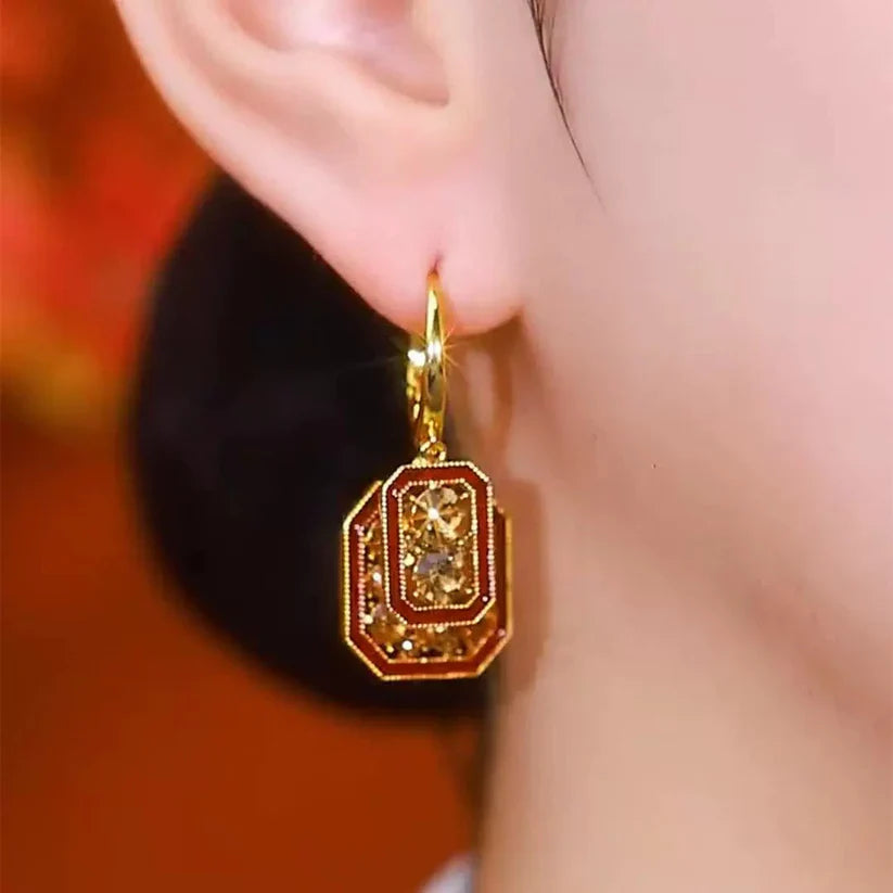 Swiss Diamond Zircon Earings(24k Gold Plated)