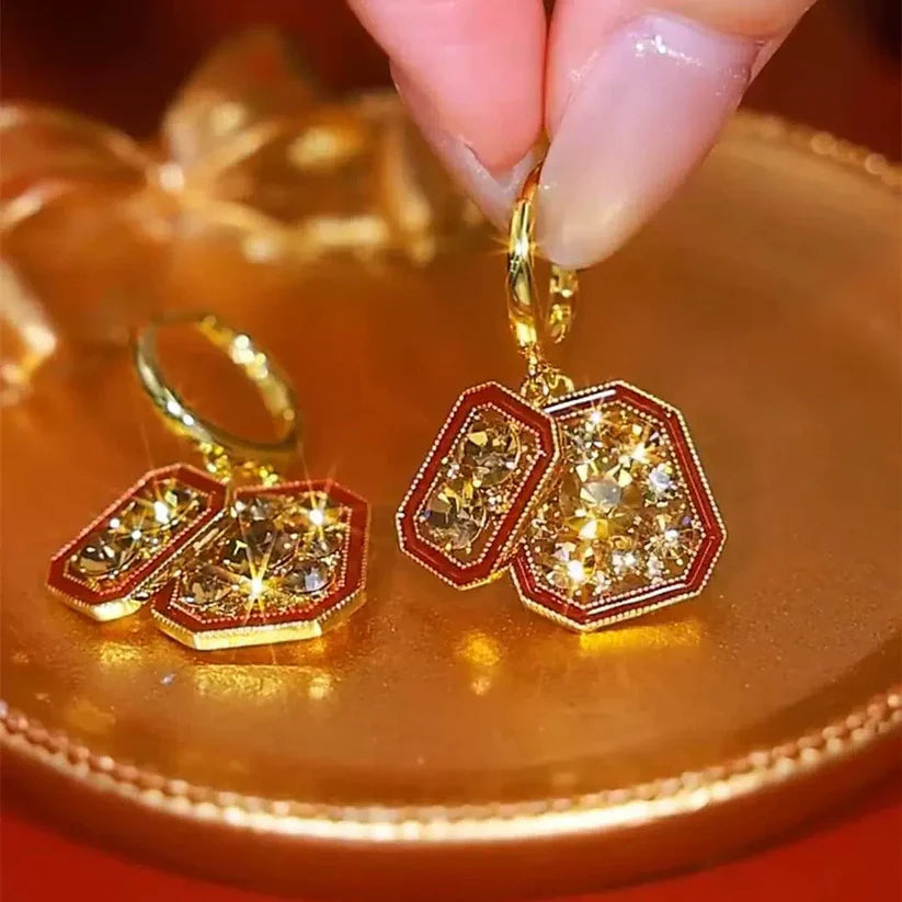 Swiss Diamond Zircon Earings(24k Gold Plated)